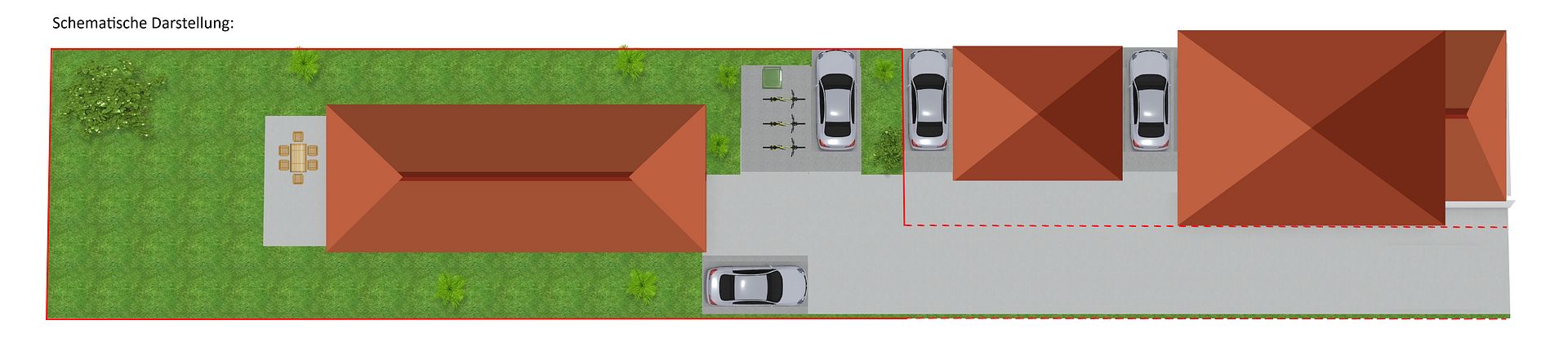 Terreno edificabile senza provvigione, in posizione tranquilla in seconda fila, con vista libera sui campi – Schematische Darstellung