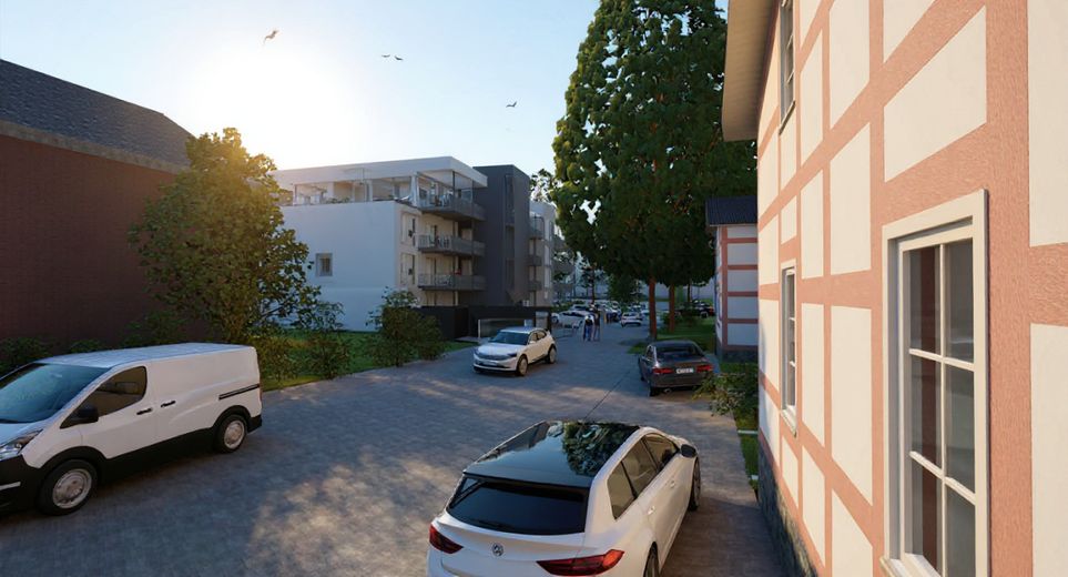 Supersonderangebot 18 WE am Wasser -Zuschuss KFW 1,1Mio, entkernt &amp; provisionsfrei im Firmenverkauf – Blick von der Einfahrt