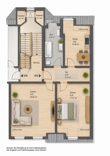 Bestandsvermietete 2-Zimmer-Altbauwohnung im denkmalgeschützten Gründerzeithaus – Grundriss