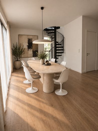 Maison 1 I Duplex de 4 pièces en première occupation : 89m², balcon et cuisine équipée – Visualisierung Esszimmer