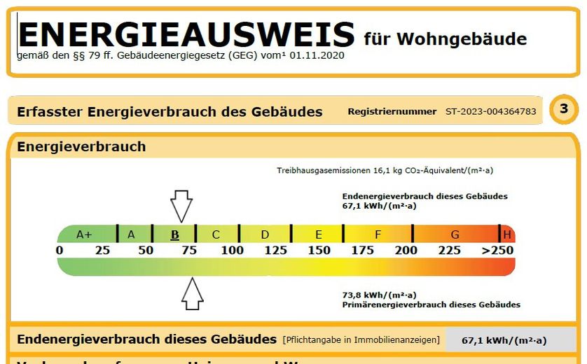 Appartement au dernier étage avec grande terrasse et cheminée !!! – Energieausweis