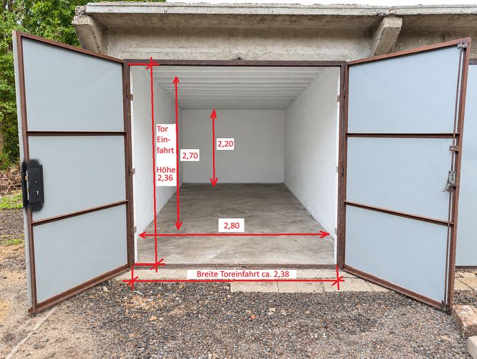 XXL garage con elettricità da affittare, garage singolo o doppio, Laugkstr – Einzelgarage mit Maße