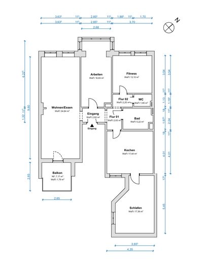 5-кімнатна квартира в старому будинку з власним садом у Ostviertel – Grundriss
