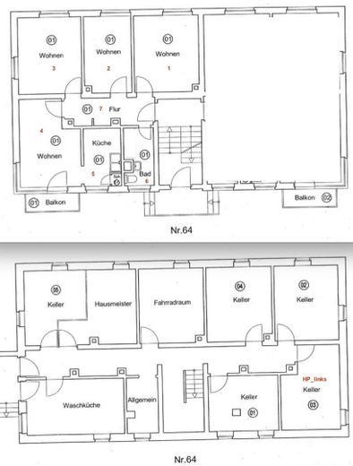 Grundriss Wohnung und Keller
