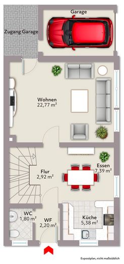 Yenilenmiş ikiz ev, garaj ve teras – Stieghorst – Grundriss EG