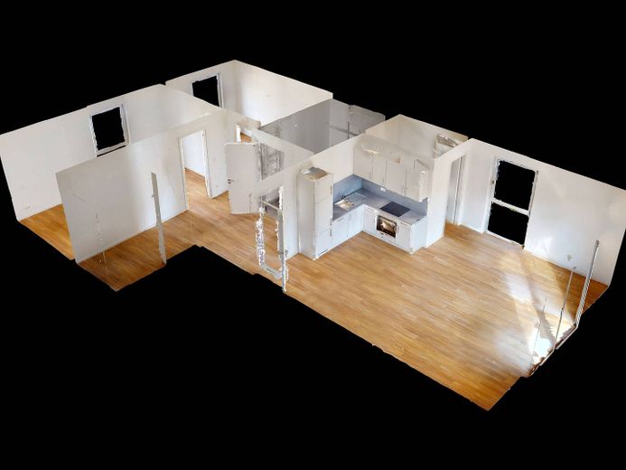 Oasi di benessere inondata di luce di 83 m²: moderno appartamento di 3 locali con balcone a Villingen – 3D-Ansicht Grundriss