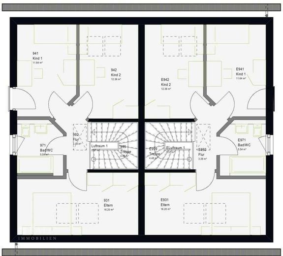 Neubauprojekt modernes Zweifamilienhaus! – Grundriss Obergeschoss