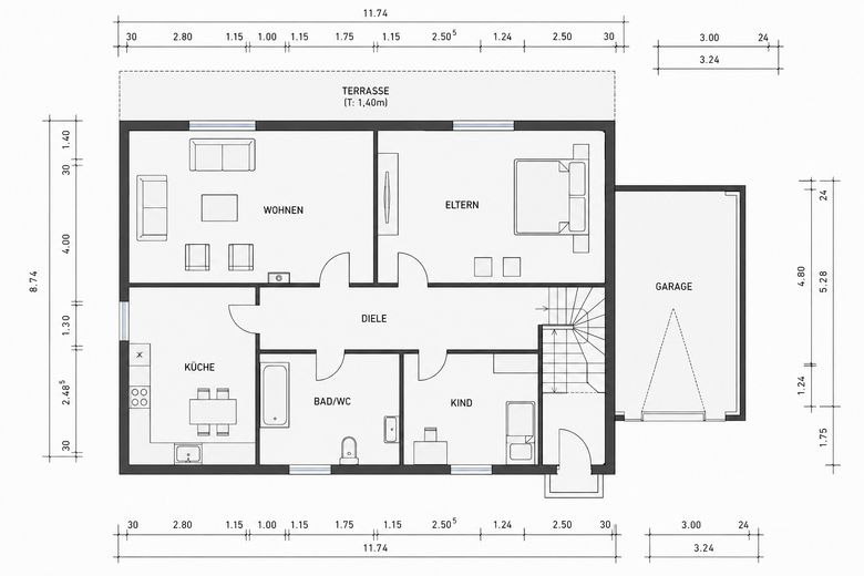 Zweifamilienhaus in Halblech, Ostallgäu – Grundriss
