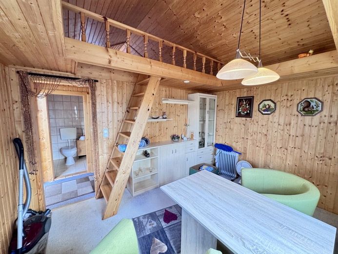 HORN IMMOBILIEN ++ Einfamilienhaus mit Wintergarten, Kamin und Gästehaus in Krugsdorf bei Pasewalk – Wohnzimmer