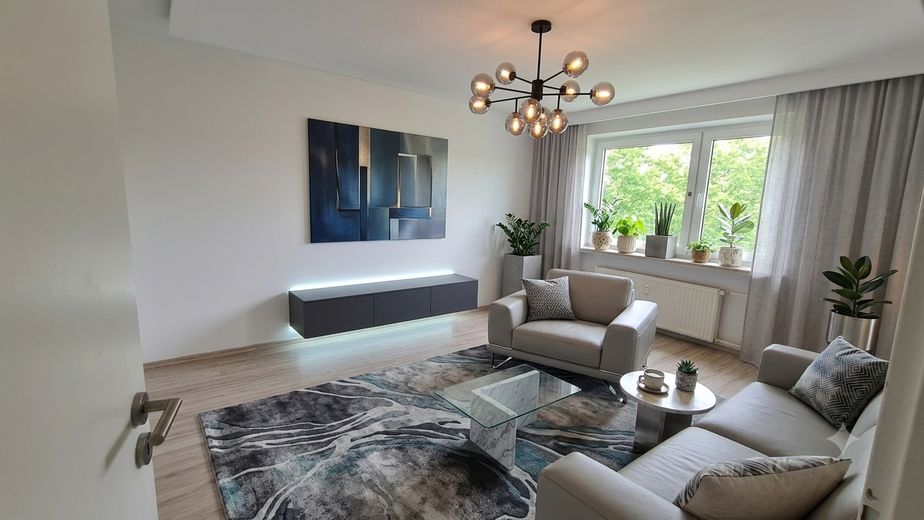 Bez prowizji Atrakcyjne mieszkanie w Du-Bergheim – Wohnzimmer Dekobeispiel