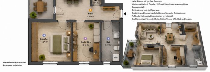 Grundriss und 3D Ansicht