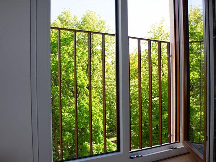 Schlafzimmer mit Waldblick