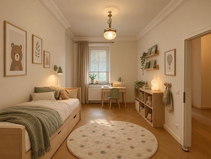 Zonder makelaarscourtage: Instapklaar droomappartement in een oud gebouw met 2 balkons en energie-efficiëntieklasse C in B-Friedrichshain – kleines Zimmer als Kinderzi