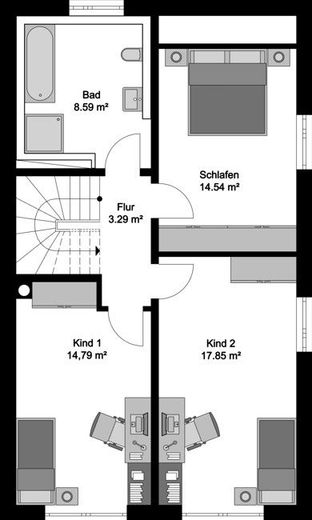 Top-Lage im 3er-Ensemble: Familienfreundliches Reihenendhaus in Obing/Frabertsham – OBERGESCHOSS
