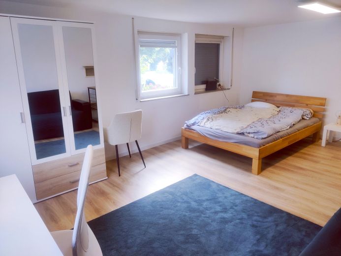 Teilmöblierte 1,5-Zimmer-Wohnung mit EBK und PKW-Stellplatz in Waiblingen ab sofort frei! – Wohn- und Schlafbereich