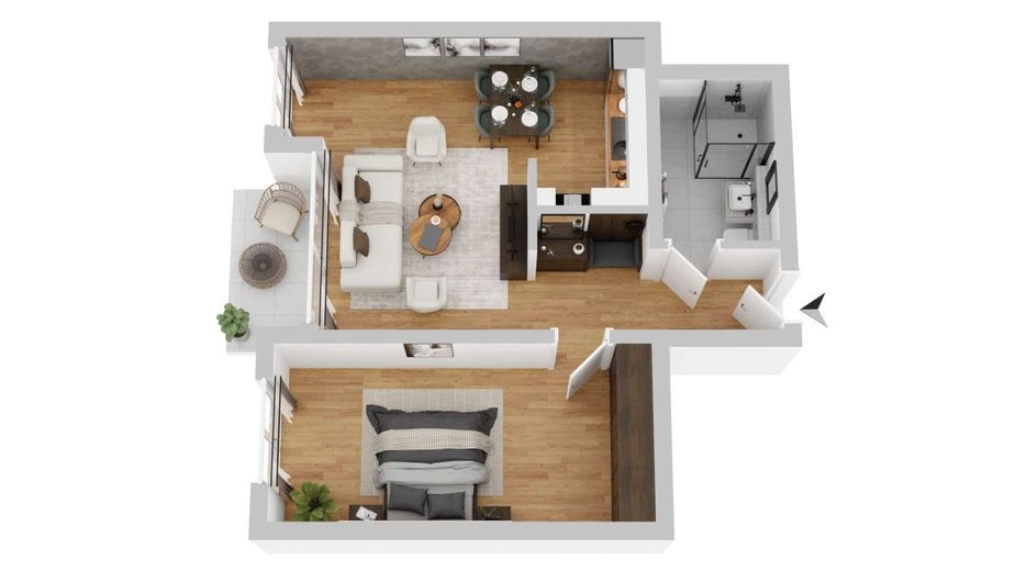 Stillvoll durchdacht - 2-Zimmer für Anspruchsvolle – Grundriss