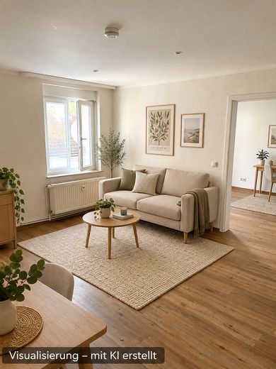 Luminoso apartamento de 2 habitaciones con balcón y cocina equipada: vida tranquila cerca de Zossen y Trebbin – Wohnzimmer (Visualisierung) 