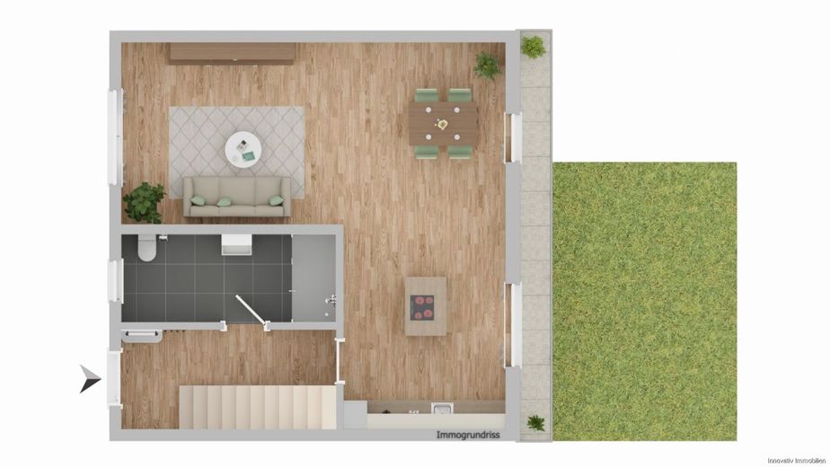 Vollständig saniertes kleines  Einfamilienhaus in Wohnungsgröße mit kleinem Garten – Erdgeschoss
