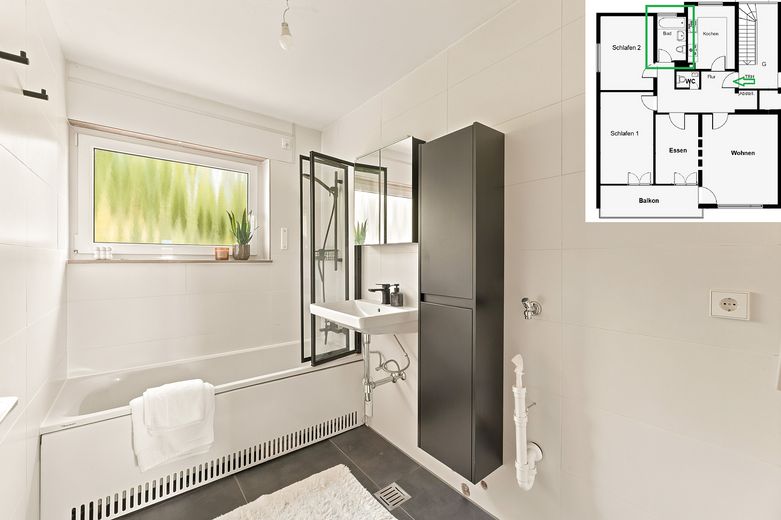 Tageslichtbad mit Badewanne