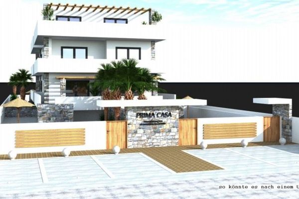 Kreta, Kokkino Hani, Entwicklungsprojekt vom Beachhotel zu 4 Luxusapartments mit Pool