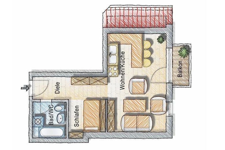 Grundriss der Wohnung