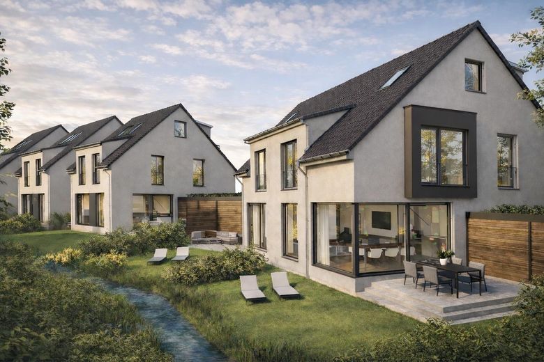 Provisionsfreier Neubau im Rheingau - hochwertige DHH mit Garten, Carport und ausgebautem Dach – Visualisierung DHH mit Garten