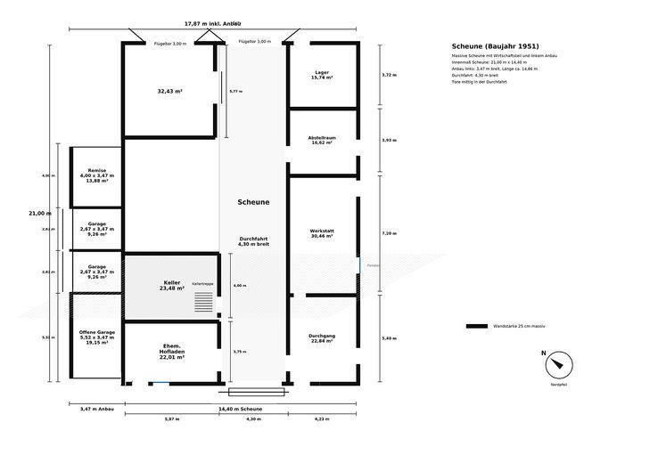 Casa de campo para artesanos y aficionados a los caballos: 2 viviendas, 670 m² de superficie útil – Grundriss Klinkerscheune