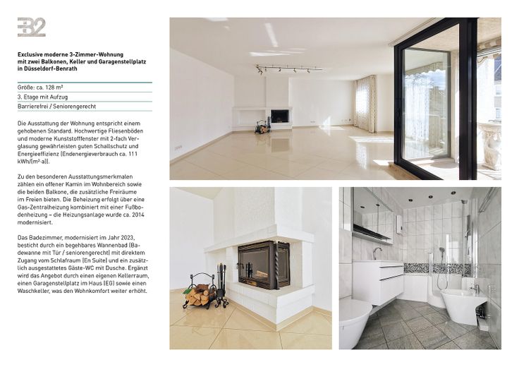 Moderne 3-Zimmer-Wohnung mit zwei Balkonen, Keller und Garagenstellplatz in Düsseldorf-Benrath – Ausstattungsbeschreibung