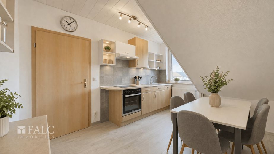 Großzügiges Einfamilienhaus mit Garten, Pool und flexiblen Nutzungsmöglichkeiten in ruhiger Wohnlage – Küche Dachgeschoss (virtuell aufgewertet)
