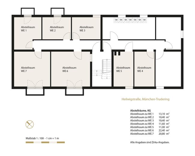 First occupancy after complete renovation: Cozy 3-room attic apartment in Munich-Trudering - Unit 7 – Grundriss Kellergeschoss