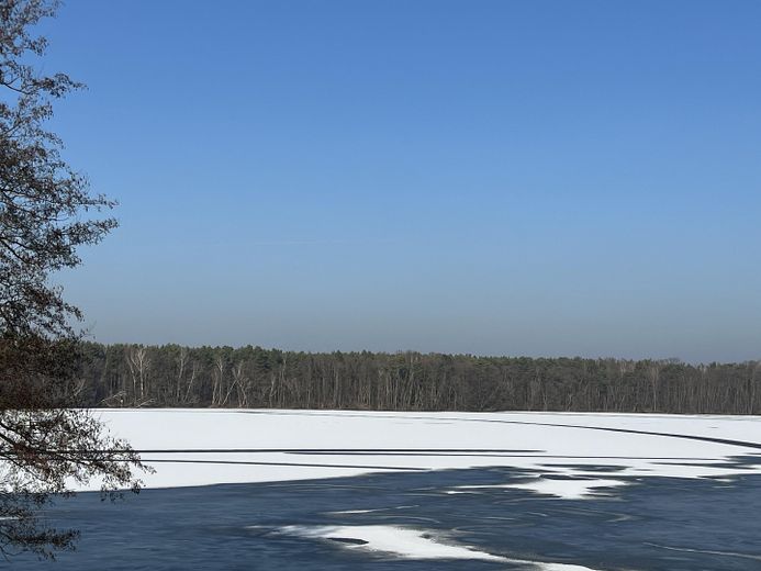 gepflegte Villa mit eig. Seezugang, Steg, Gästehaus, Sauna, Designmobiliar nahe Berlin – Winterstimmung