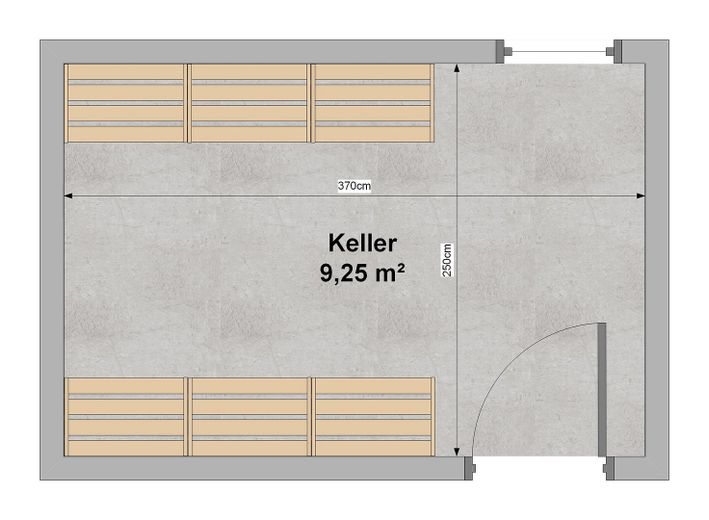 Maisonette mit Weitblick – 2 Balkone, Studio & Tiefgarage am ruhigen Ortsrand (provisionsfrei) – Grundriss Keller (visualsiert)