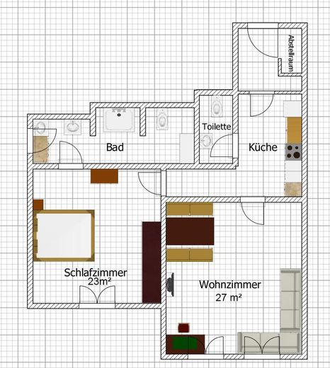 Recent gerenoveerde 2-kamer souterrainwoning direct naast de S-Bahn. Ideaal voor forenzen – Grundriss