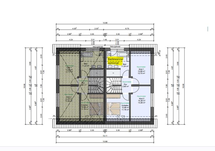 Moderne Neubau-Doppelhaushälfte – Grundriss OG