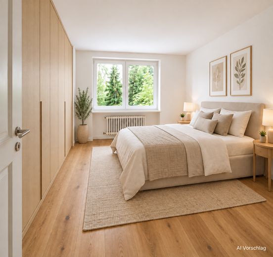 Hochwertig saniert & provisionsfrei: 3-Zimmer-Wohnung mit Südterrasse in München-Solln – Schlafzimmer - KI Vorschlag
