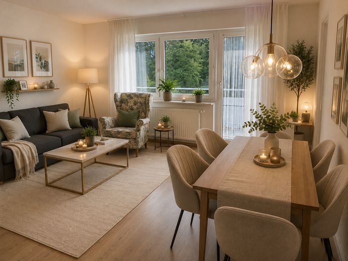 Bubenbach - Schöne 3- Zimmer Erdgeschosswohnung zu vermieten (4) (ID142) – Wohnzimmer mit Balkon