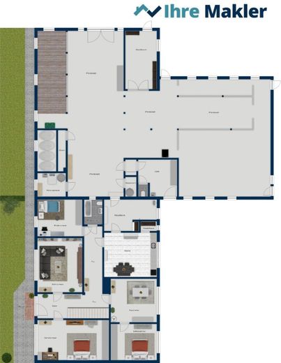 Grundriss EG - Wohnhaus &amp; Stallungen