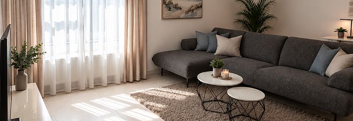 Stilvoll möblierte 2-Zimmer-Wohnung in Augsburg – komplett ausgestattet & sofort frei – Wohnbereich