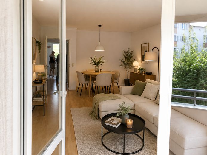 Vivir rodeado de naturaleza en el centro de Berlín | Amplio piso de 2 habitaciones con balcón y plaza de garaje subterráneo | sin comisión – Blick vom Balkon