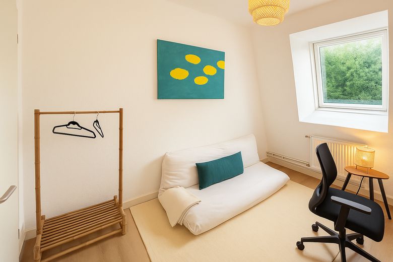 Ambiance penthouse avec vue sur la Spree - appartement lumineux de 4,5 pièces à Friedrichshain – Schlafzimmer Zen