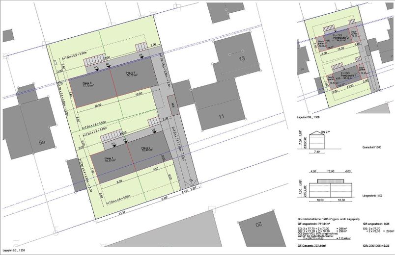 Großes Baugrundstück in sehr guter Lage in Germering-Harthaus (bei München / provisionsfrei) – Bebauungsbeispiel mit TG