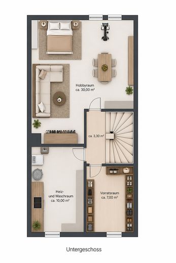 Gepflegtes Reihenmittelhaus in München-Bogenhausen – ruhig, sonnig und S-Bahn-nah – Grundriss Untergeschoss
