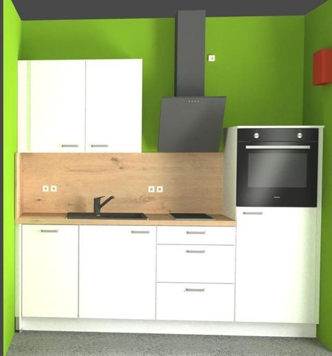 Helles, möbliertes Neubau-Apartment mit Top-Anbindung in Schöneberg – Plan. Küche (Wand bleibt weiß)
