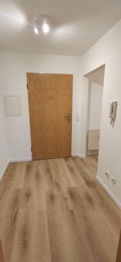 Modernisierte 2-Zimmer Wohnung im 2. OG mit EBK, Balkon, KFZ-Stellplatz und Kellerabteil – Flur mit Wohnungstür