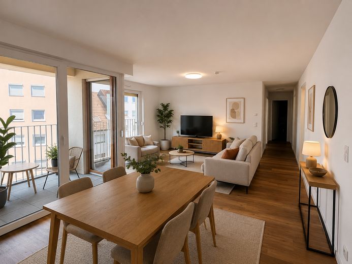 Neuwertige 4-Zimmer-Wohnung in Offenbach – Wohnzimmer mit Möbel