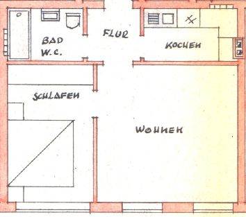 Deuxième occupation après rénovation / appartement de 2 pièces avec cuisine équipée dans un emplacement central à Fürth – Grundriss