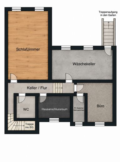 Modernisiertes Reihenendhaus in unverbaubarer Feldrandlage – provisionsfrei – Grundriss Kellergeschoss