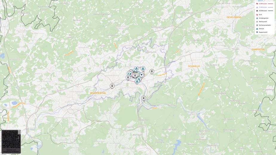 Familienfreundliche 4-Zimmer-Wohnung mit Balkon &amp; Gartenmitnutzung in Wuppertal-Oberbarmen – Lageplan (Makro)