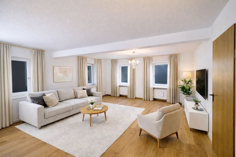 TOP-Kapitalanlage! mit 330 m² Wohnfläche, -8 EUR/m² realistisch &amp; 15,8 % Bruttomietrendite-Potenzial – So könnte der Raum nach der Umgestaltung aussehen (Digitales Homestaging)