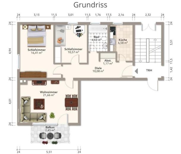 Exclusively modernized 3-room apartment with south-facing balcony, new bathroom & fitted kitchen – Foto 12